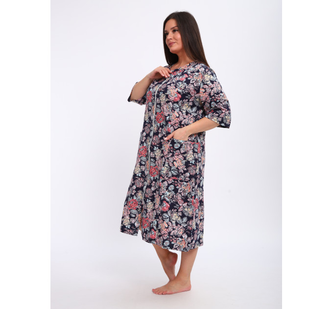 Халат Х-00372 темно-синий, красный