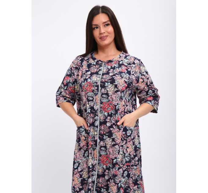 Халат Х-00372 темно-синий, красный