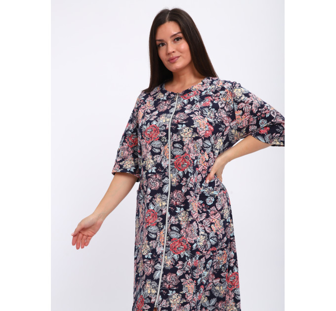 Халат Х-00372 темно-синий, красный