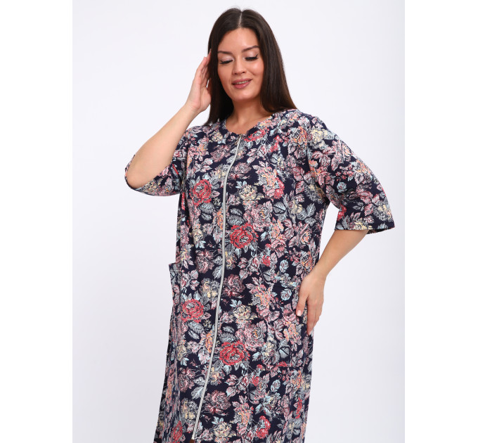 Халат Х-00372 темно-синий, красный