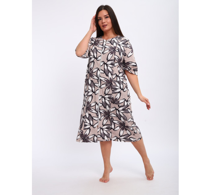 Халат Х-00372 бежевый, серый