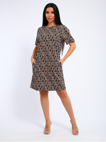 Платье П-00464 черный, персиковый Платье П-00464 черный, персиковый