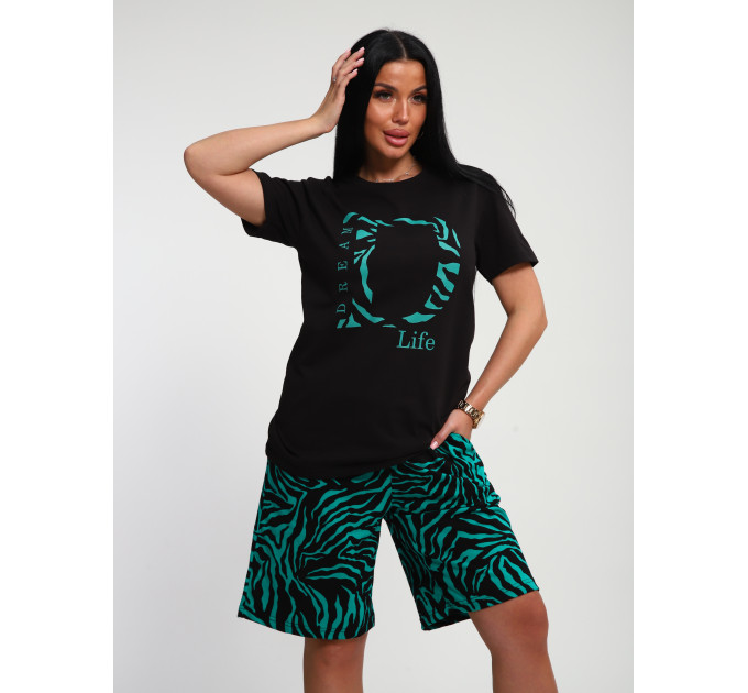 Костюм КД-00453 черный, изумрудный